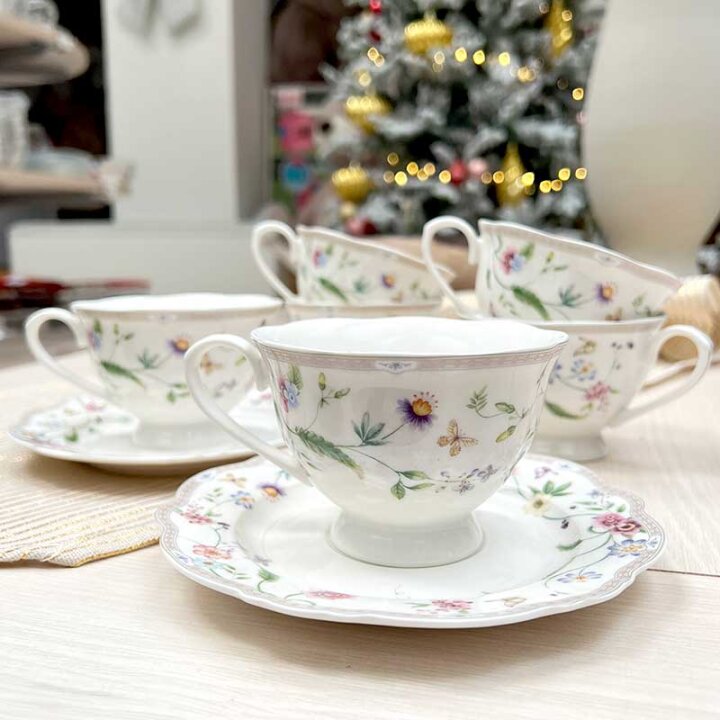 SKODELICE S KROŽNIKI NEW BONE PETITE GARDEN PORCELAN, DEKORIRANE 6/1 200 mL – VALOVITI ROB