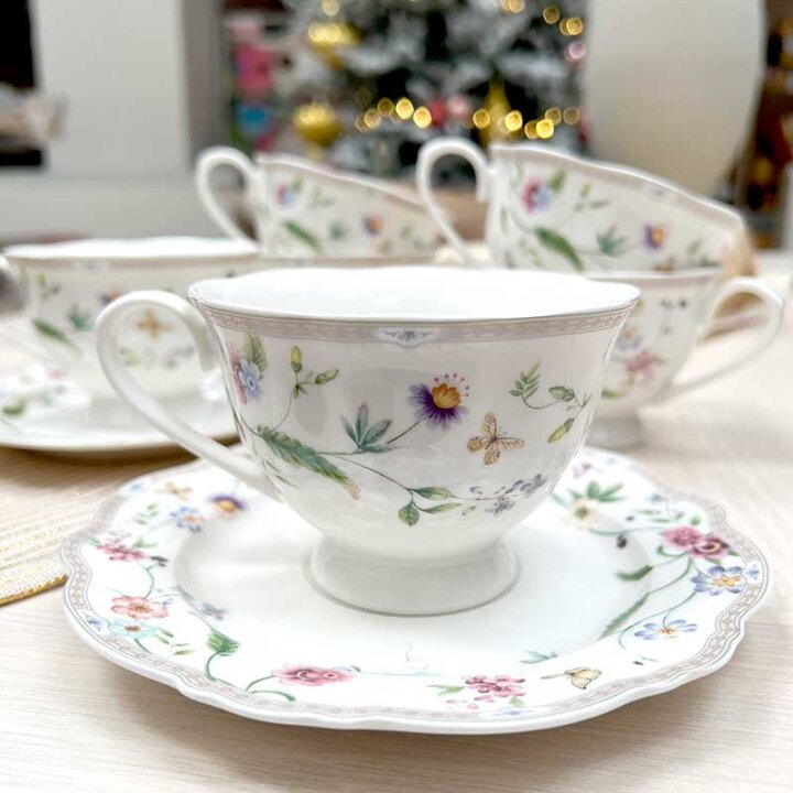 SKODELICE S KROŽNIKI NEW BONE PETITE GARDEN PORCELAN, DEKORIRANE 6/1 200 mL – VALOVITI ROB