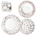 JEDILNI SERVIS 18-DELNI NEW BONE PETITE GARDEN PORCELAN, OKRAŠEN – VALOVIT ROB