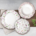 JEDILNI SERVIS 18-DELNI NEW BONE PETITE GARDEN PORCELAN, OKRAŠEN – VALOVIT ROB