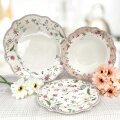 JEDILNI SERVIS 18-DELNI NEW BONE PETITE GARDEN PORCELAN, OKRAŠEN – VALOVIT ROB