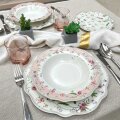 JEDILNI SERVIS 18-DELNI NEW BONE PETITE GARDEN PORCELAN, OKRAŠEN – VALOVIT ROB
