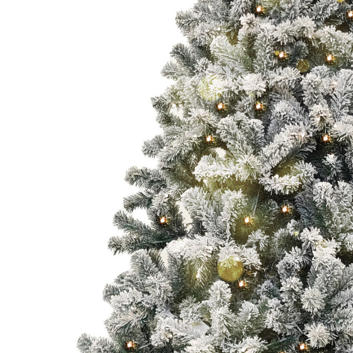 BOŽIČNO DREVO MOUNT EVANS S SNEGOM IN KOVINSKIM STOJALOM 210 CM Z 350 LED LUČKAMI