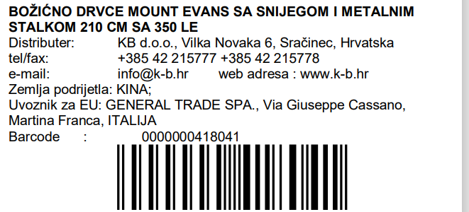 BOŽIČNO DREVO MOUNT EVANS S SNEGOM IN KOVINSKIM STOJALOM 210 CM Z 350 LED LUČKAMI