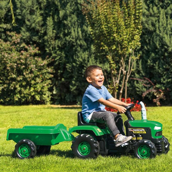 Otroški traktor na pedala s prikolicom