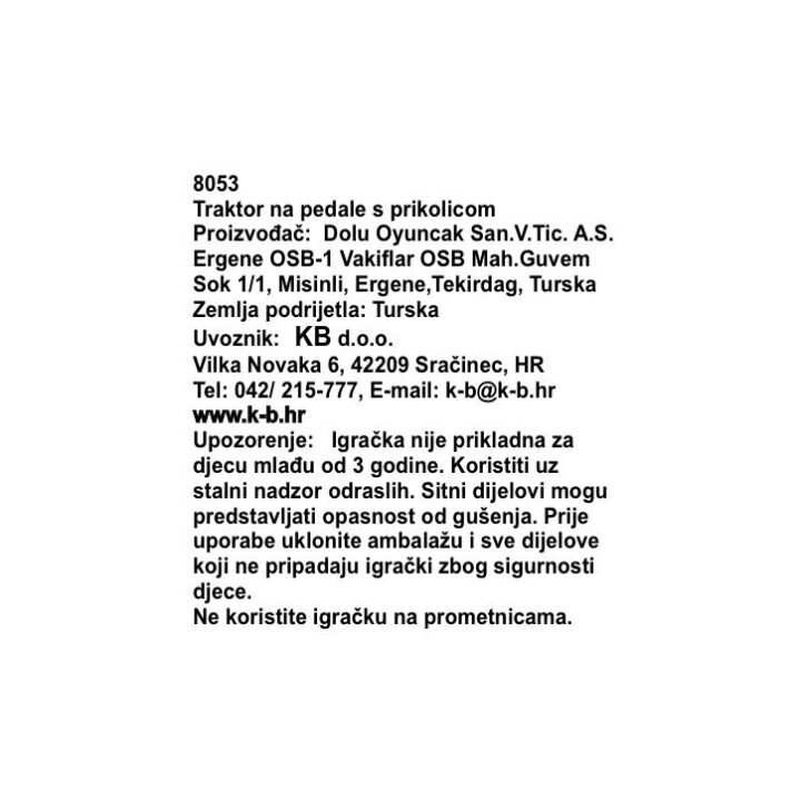 TRAKTOR S PRIKOLICO NA PEDALA